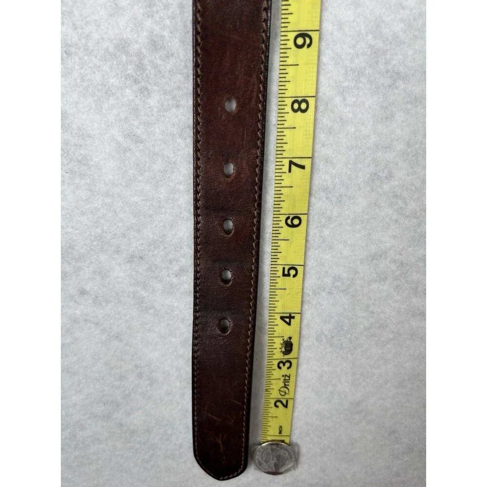 Eddie Bauer worn Italian leather solid brass belt buckle belt 34 in